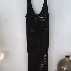 Chic Black Backless Knit Dress